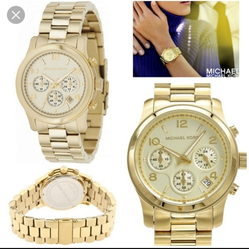 Michael Kors NWT Gold Runway Chronograph Watch!